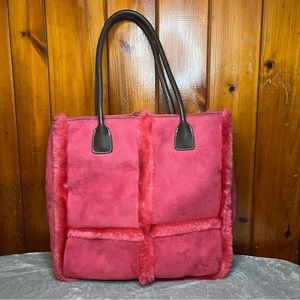 Liz Claiborne Y2K 90’s hot pink w/fur Shoulder bag